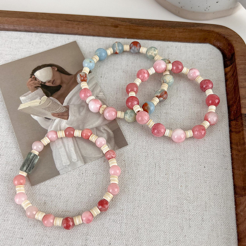 중국풍 핑크 구슬 팔찌