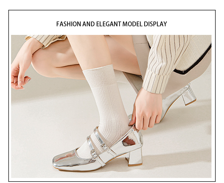 Meias de Algodão com Riscas para Mulher