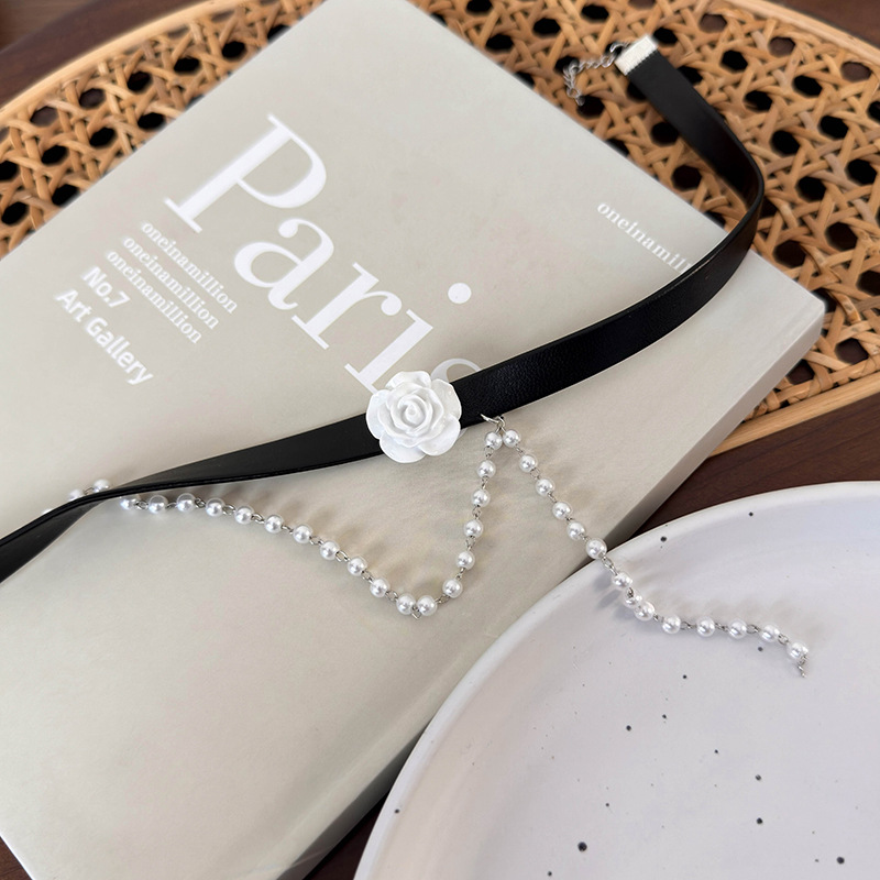 블랙 로즈 펄 초커 네크리스