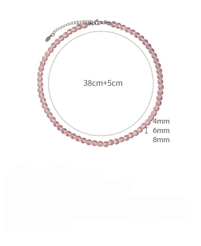 قلادة خرز زجاجي وردي