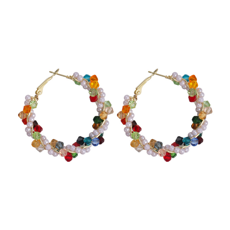 Crystal Bead Hoop Earrings