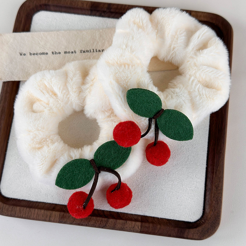Plush Cherry Scrunchies