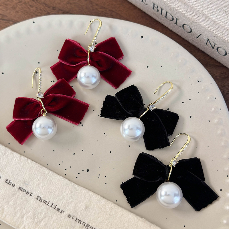 블랙 보우 펄 귀걸이