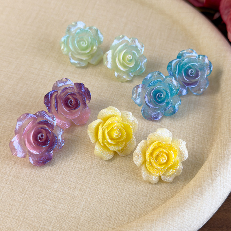 그라데이션 카멜리아 플라워 귀걸이