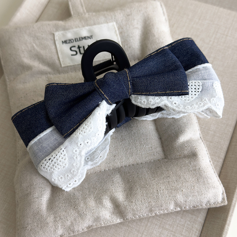 Agrafă de Păr cu Aplică Denim Franceză