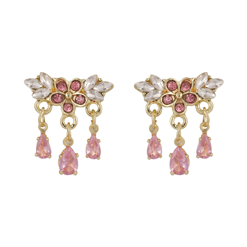 Peony Pink Flower Stud Earrings
