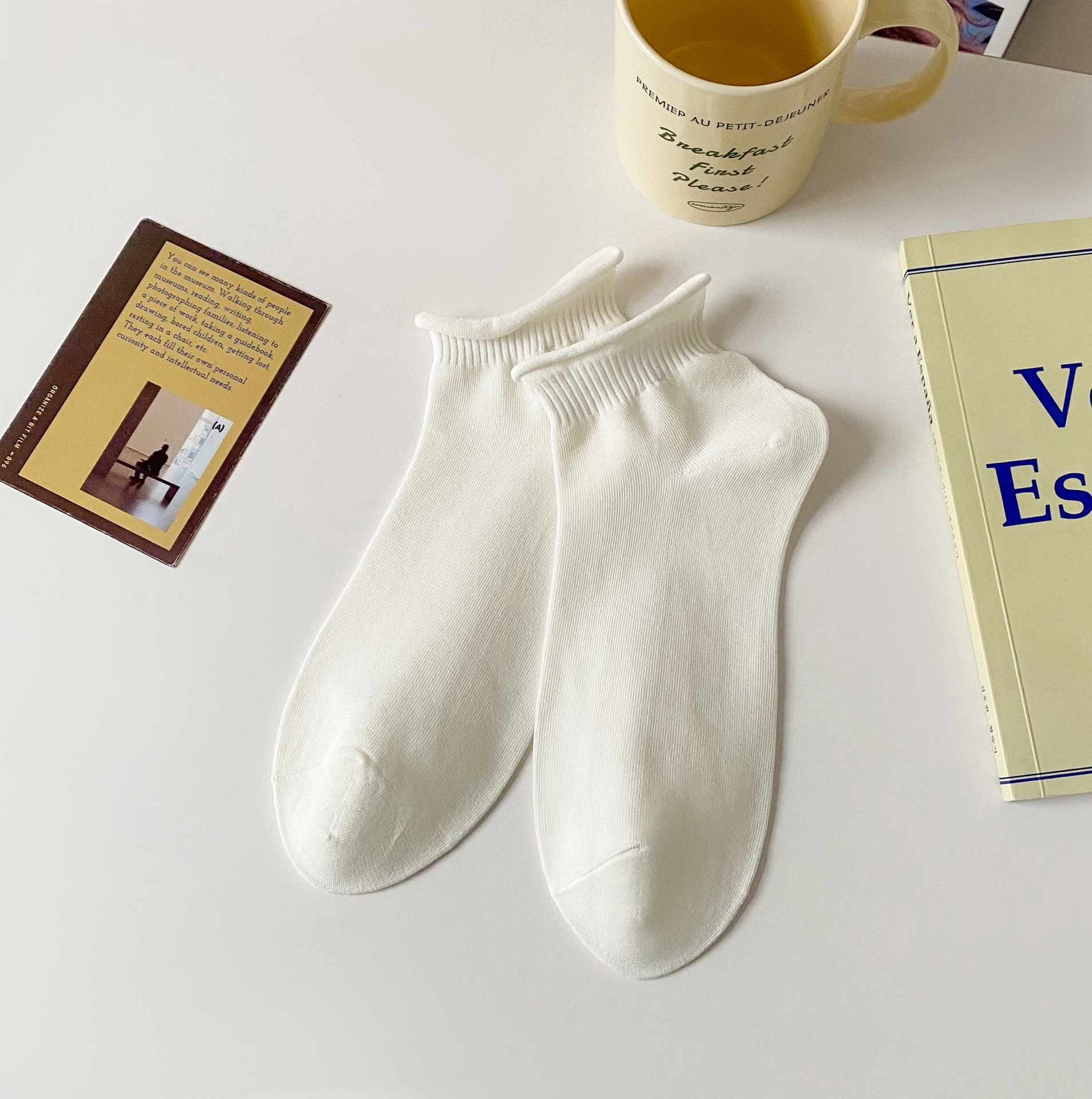 レディース通気性コットンノーショーソックス