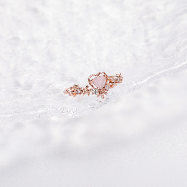 Floral Heart Open Ring