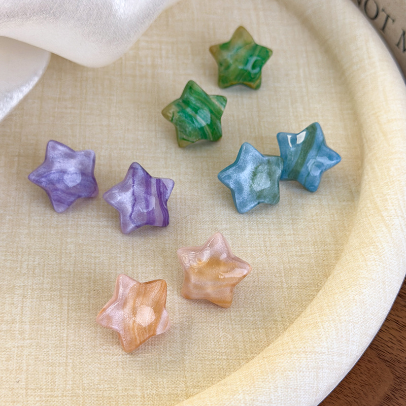 컬러풀 마블 글리터 웨이브 스타 스터드 귀걸이