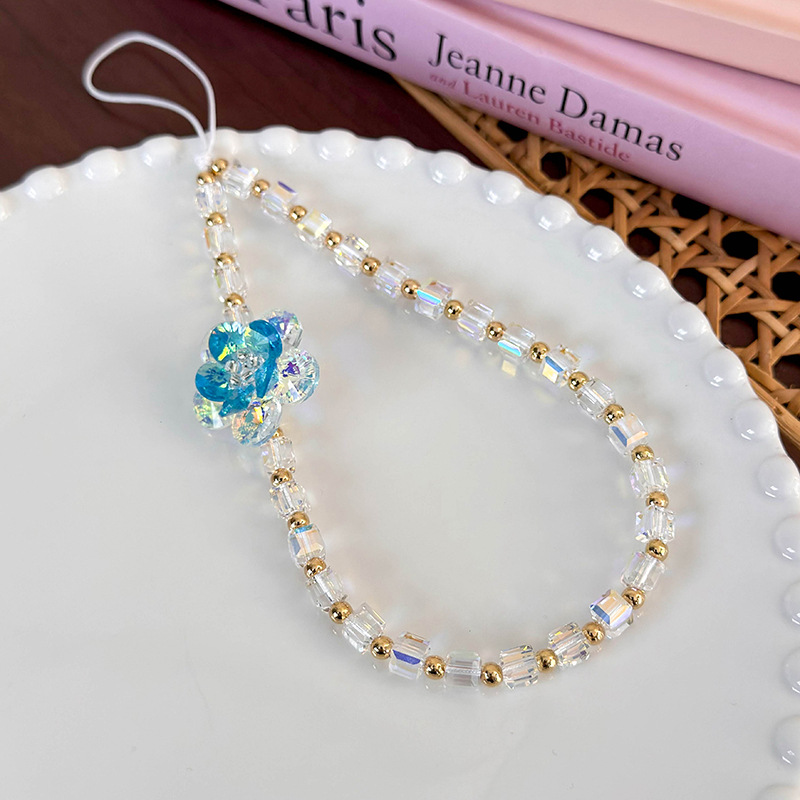 سوار هاتف مع زهرة خرز زجاجي