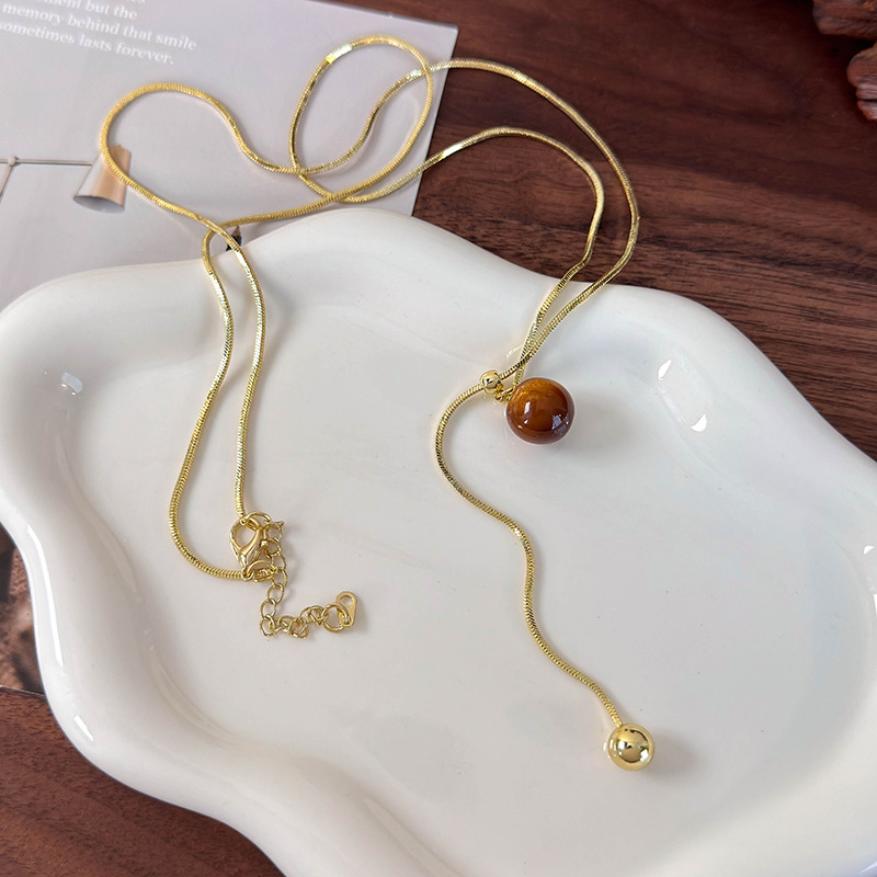 Dây chuyền dài Tiger's Eye điều chỉnh được