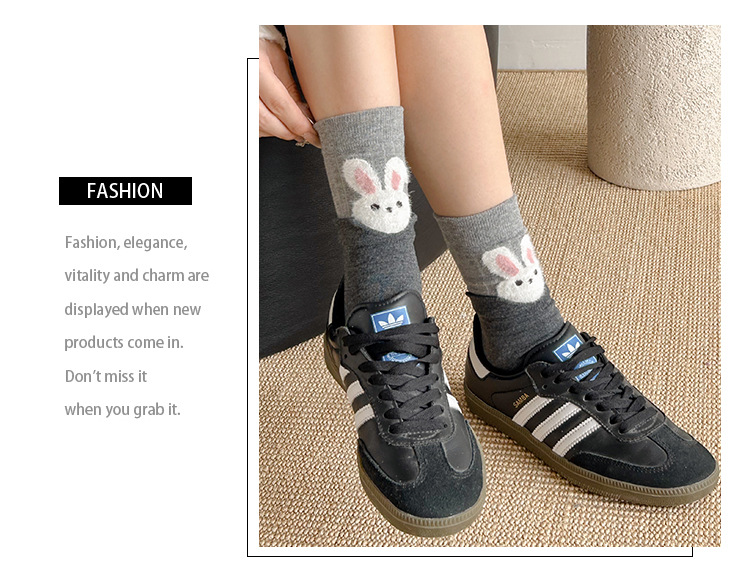 Meias Meia-Canela Mulher Flockada Desenho Animado