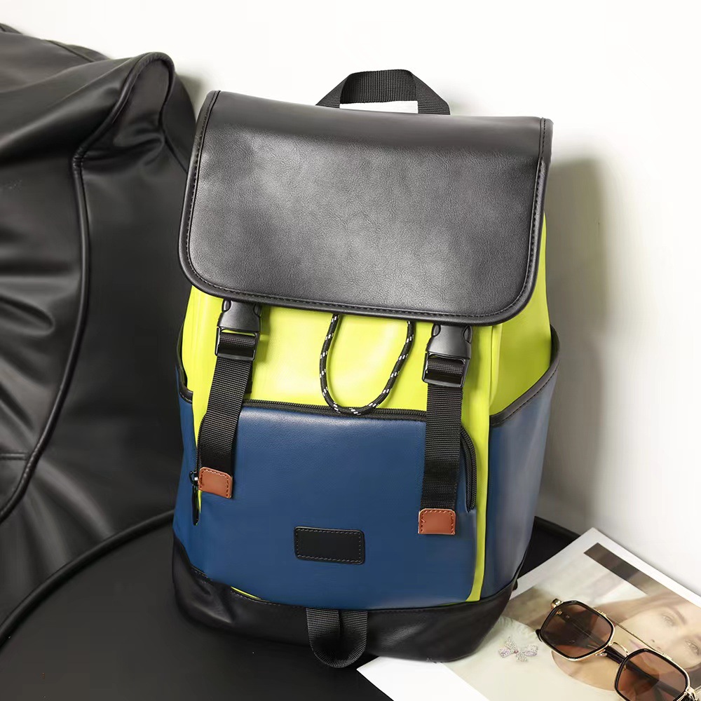 컬러 블록 대용량 노트북 백팩