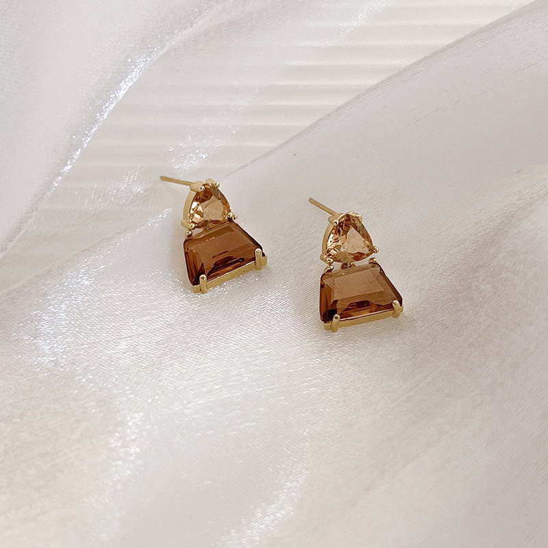 크리스탈 글래스 스터드 귀걸이