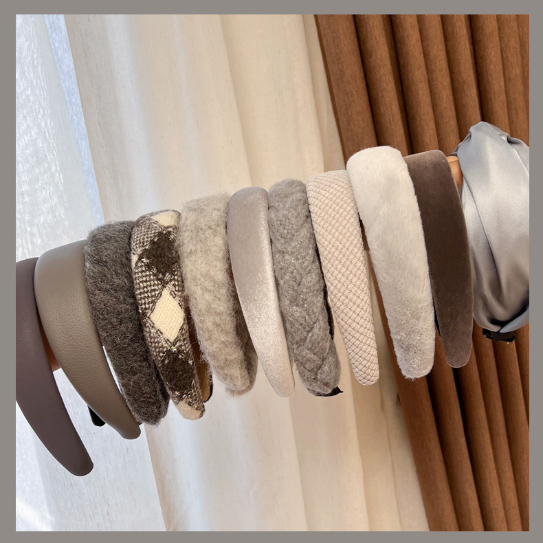 Bandă de Păr Tricotată Gri