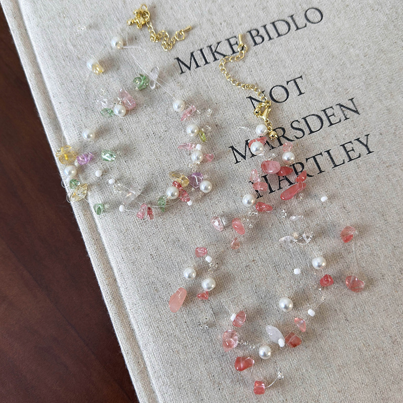 Collana Donna Pietra Naturale Rosa