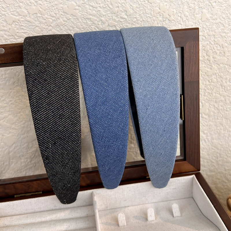 Cinta para el Cabello Ancha de Denim Retro