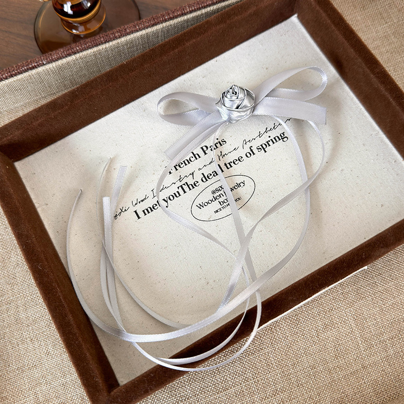 Pince à Cheveux Ruban Rose Argenté