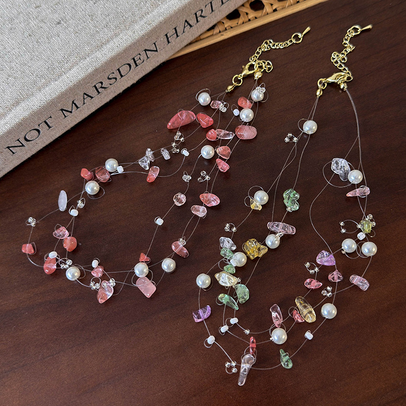 Collana Donna Pietra Naturale Rosa