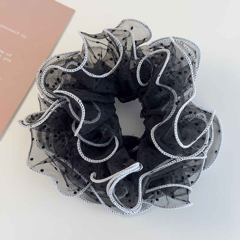 Siateczkowe Gumki do Włosów w Kropki z Falbankami