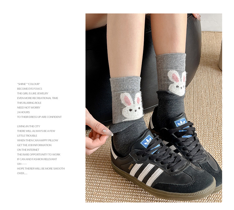 Meias Meia-Canela Mulher Flockada Desenho Animado