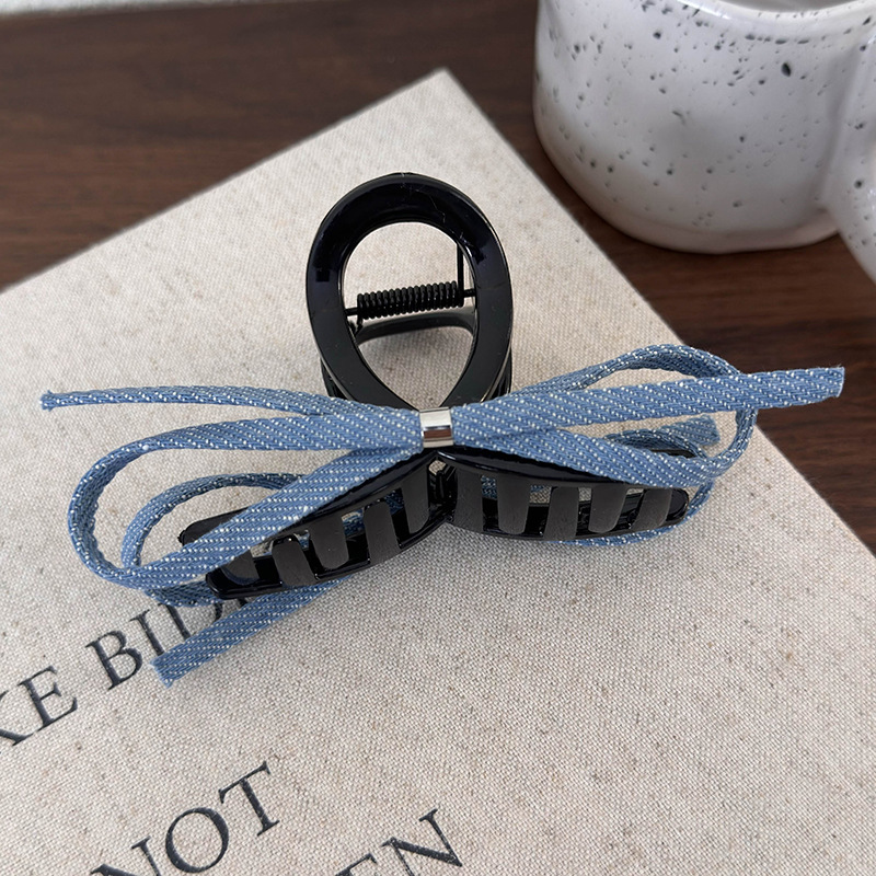 Заколки для волос с бантом из голубого денима