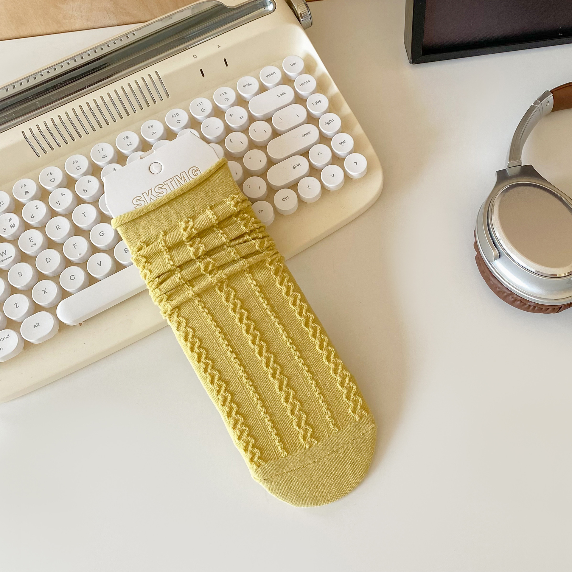 Meias de Algodão com Ponto de Tricô