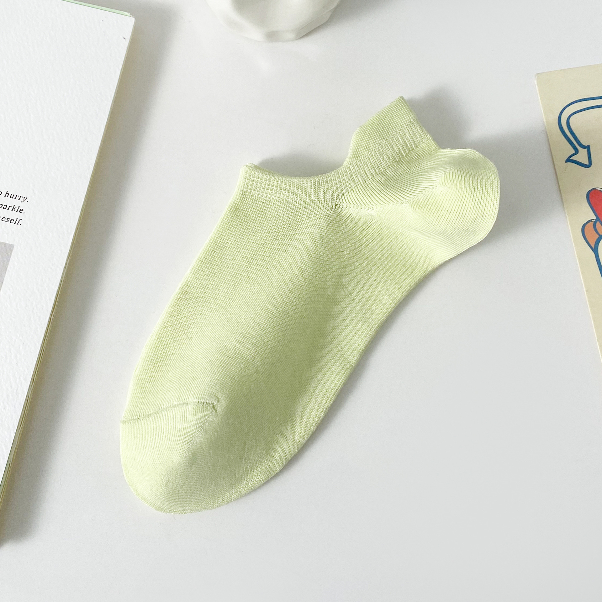 여성용 파스텔 컬러 인비저블 앵클 삭스