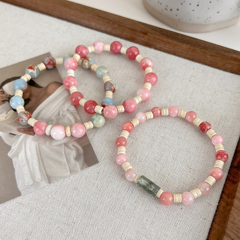 중국풍 핑크 구슬 팔찌