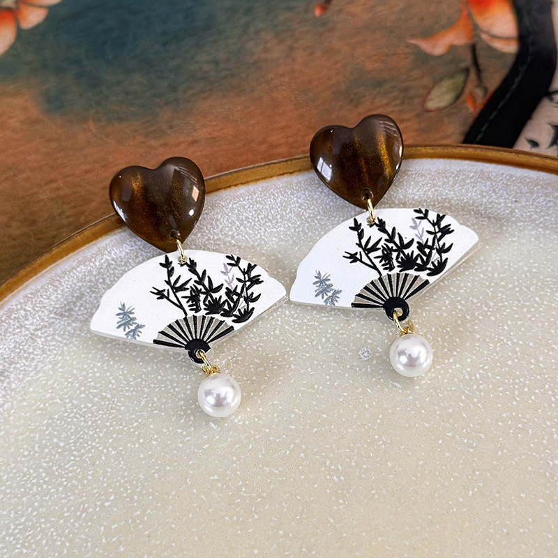 أقراط فنتج مروحة صينية صدفة شرابات