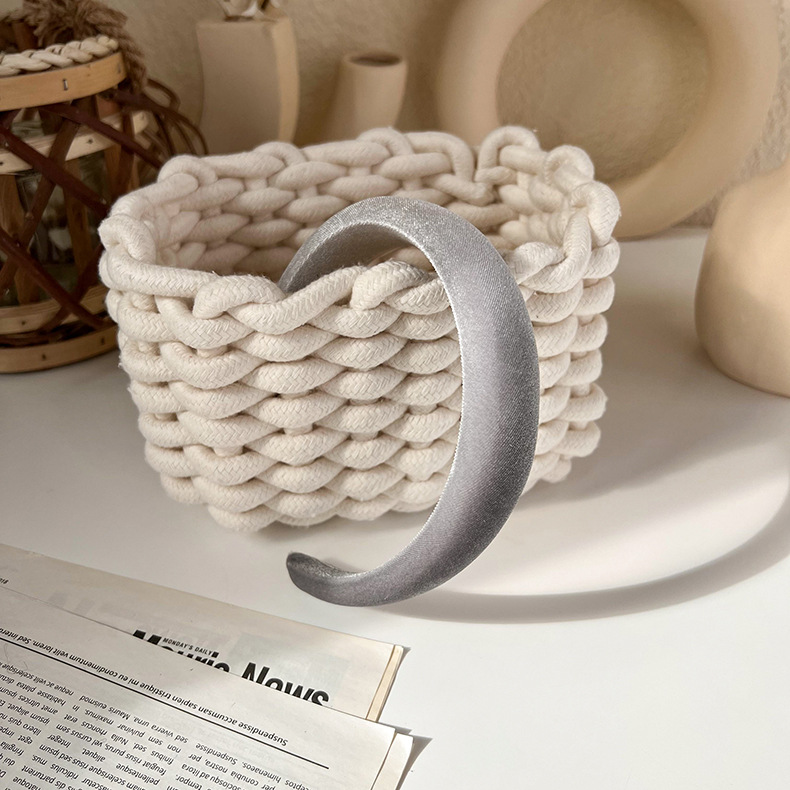 Bandă de Păr Tricotată Gri