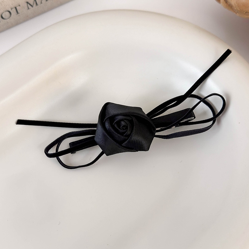 Francuska Wintage Spinka do Włosów z Różą i Kokardą