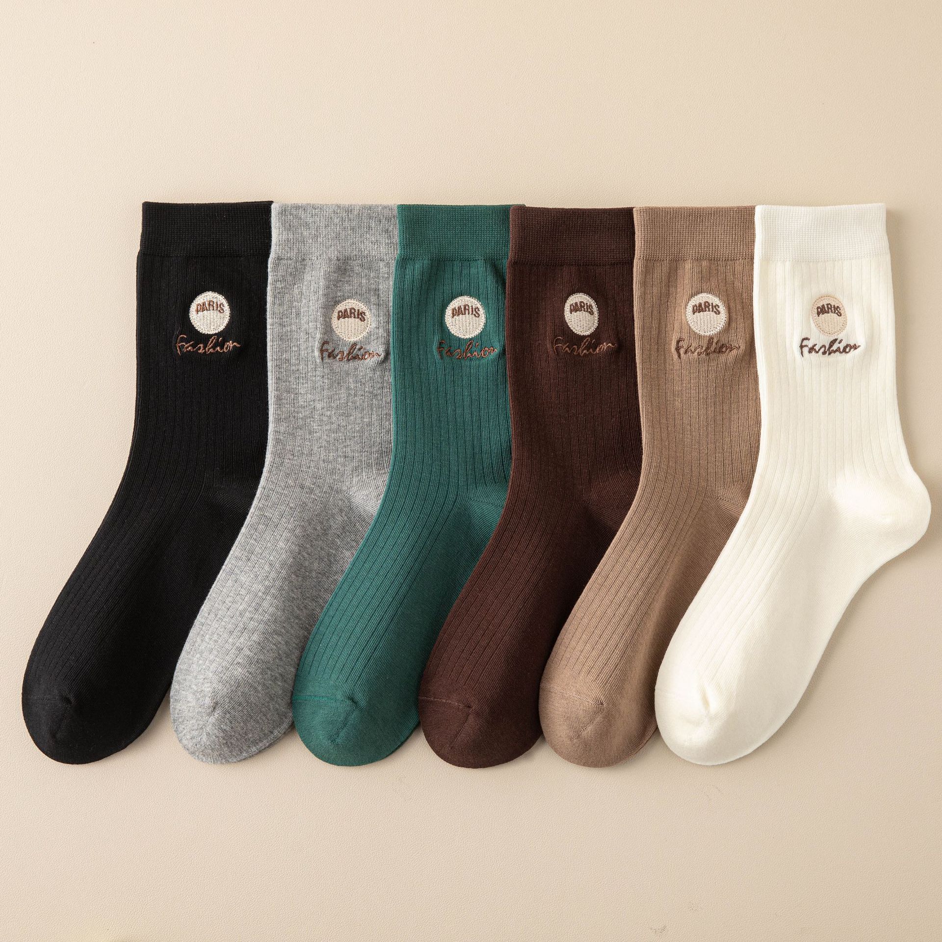 Meias Mid-Calf Bordadas Paris