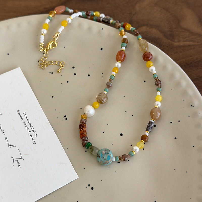 Natural Stone Pearl Bead Necklace