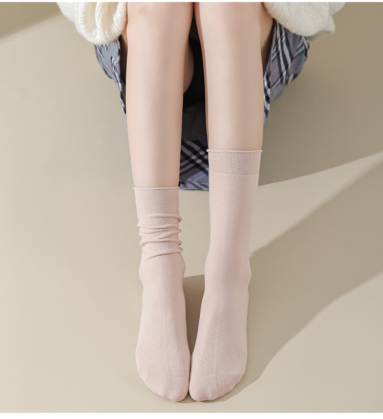 Meias Femininas Mid-Calf Anti-Pilling