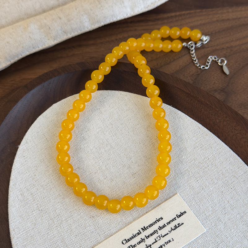 Жовте Склоподібне Намисто Вінтаж