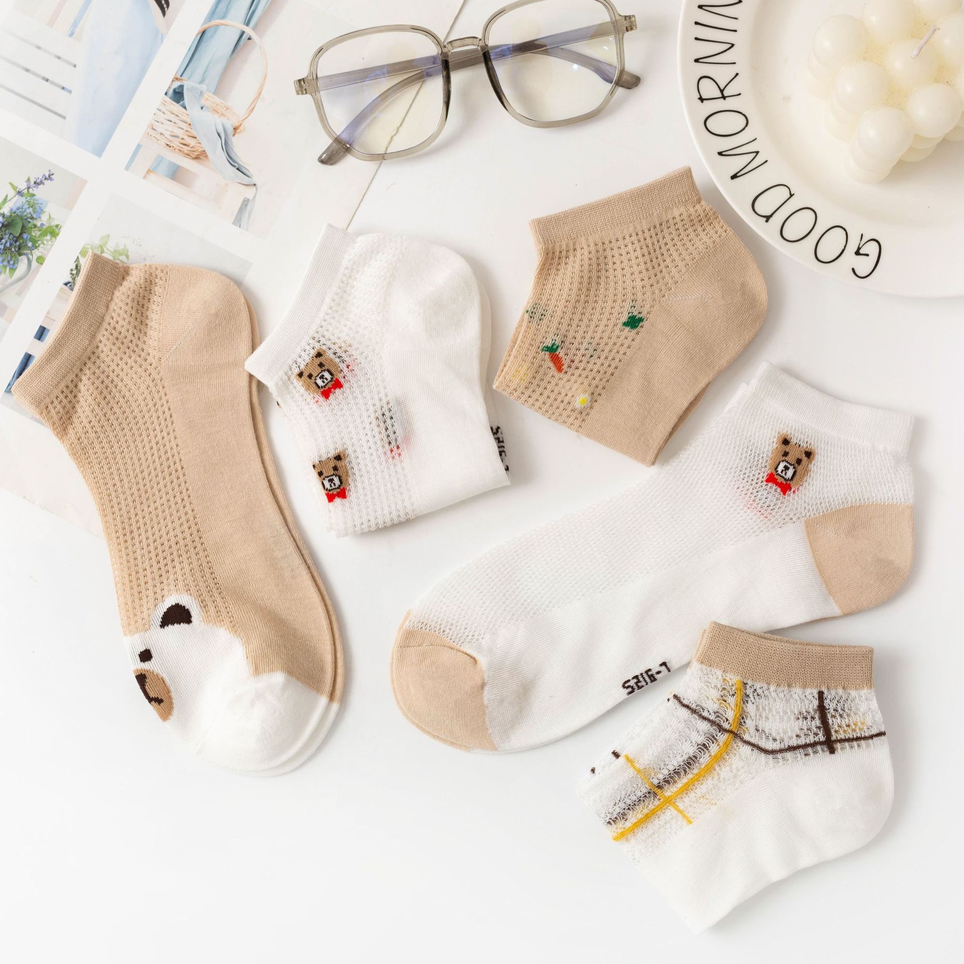 Cartoon Bear Ankle Socks