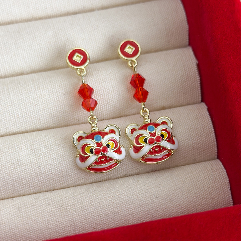 Lion Dance Pearl Earrings
