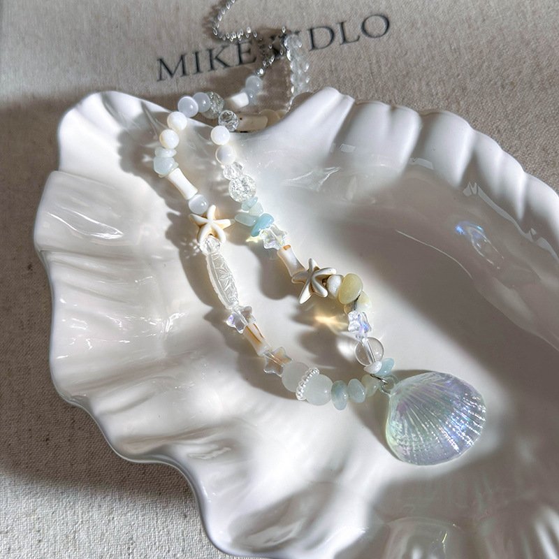 สร้อยคอหินธรรมชาติเปลือกหอยดวงดาว