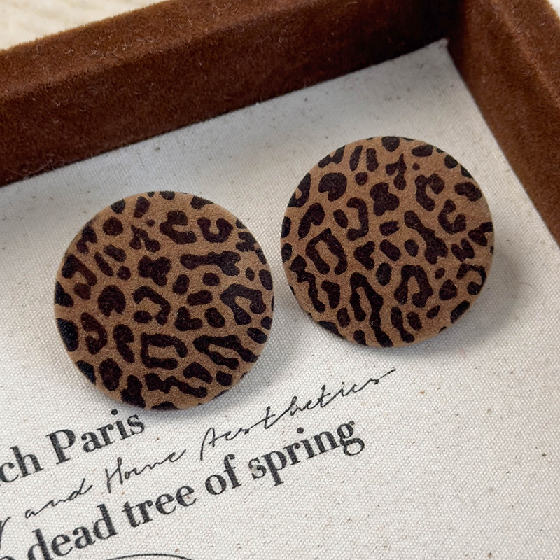 기하학 무늬 레오파드 플록 이어링