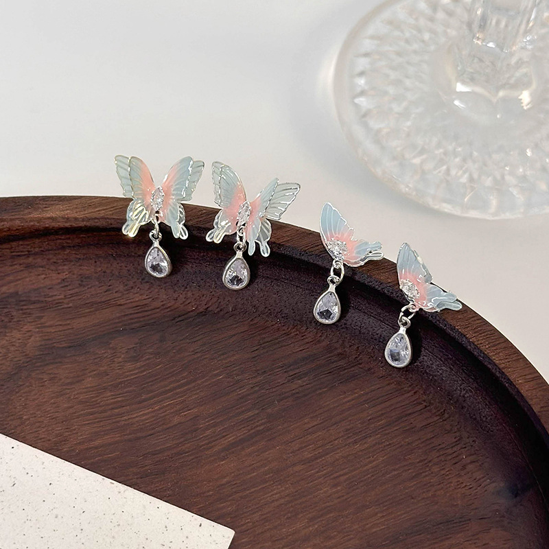 Přechodové Růžové Motýlí Náušnice