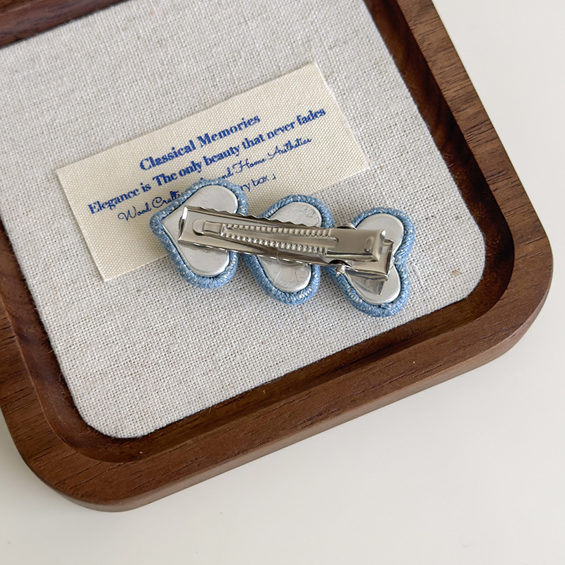 Agraf de Păr cu Inimă Denim Albastru