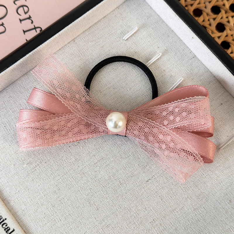 Barrette Cheveux Dentelle avec Nœud et Perle