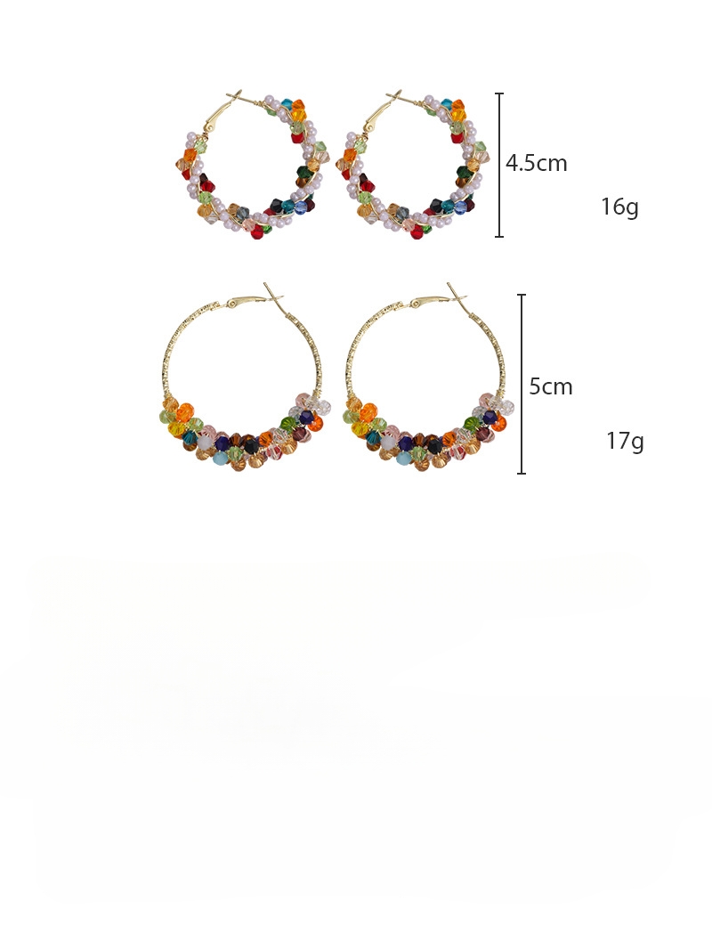 Boucles d'Oreilles Grands Cercles Cristaux Perles