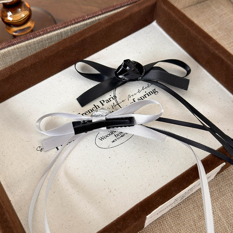 Pince à Cheveux Ruban Rose Argenté