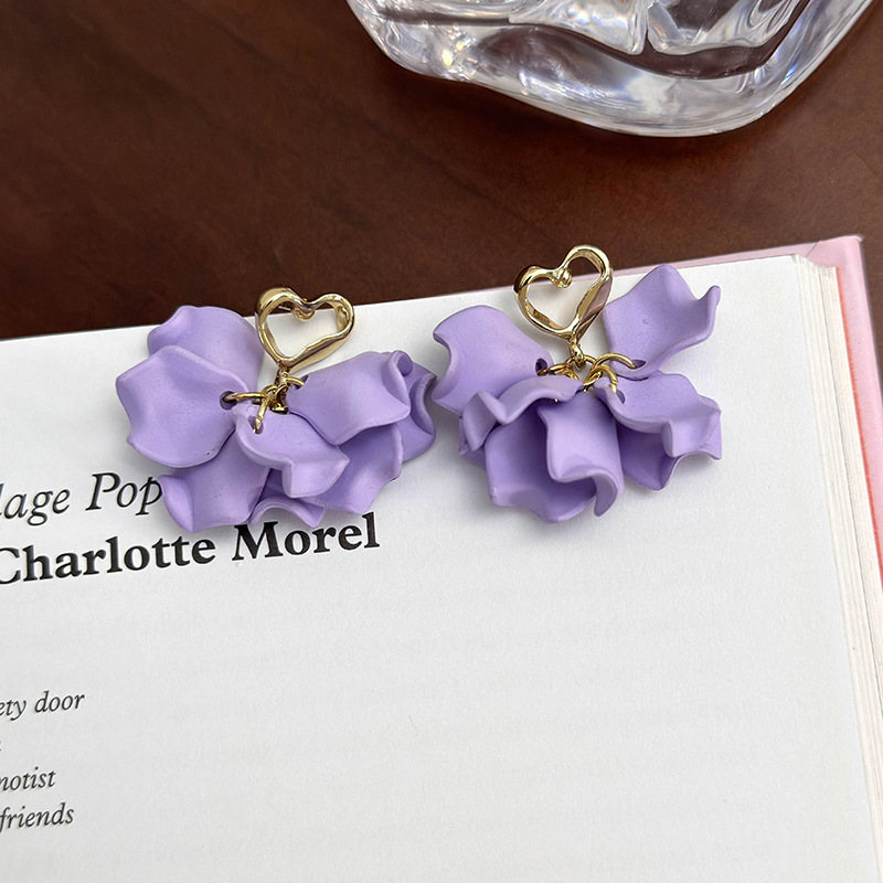 기하학 플라워 하트 귀걸이