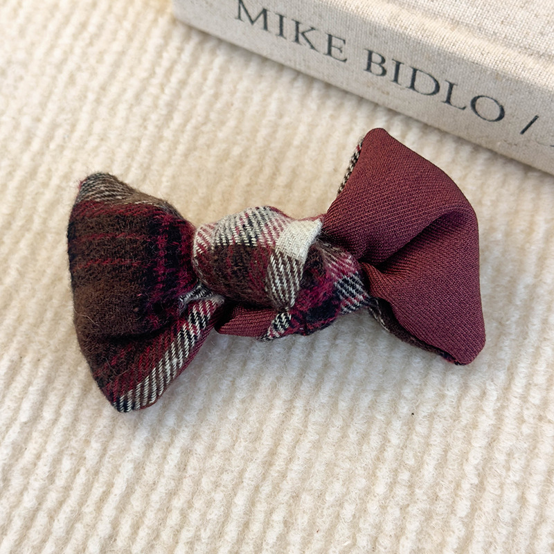 Set Bandă de Păr și Scrunchy Retro cu Model Caro și Fundă