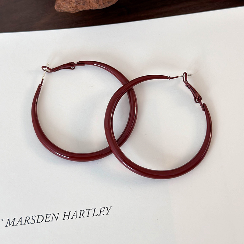 Brincos de Argola Vermelho Vintage