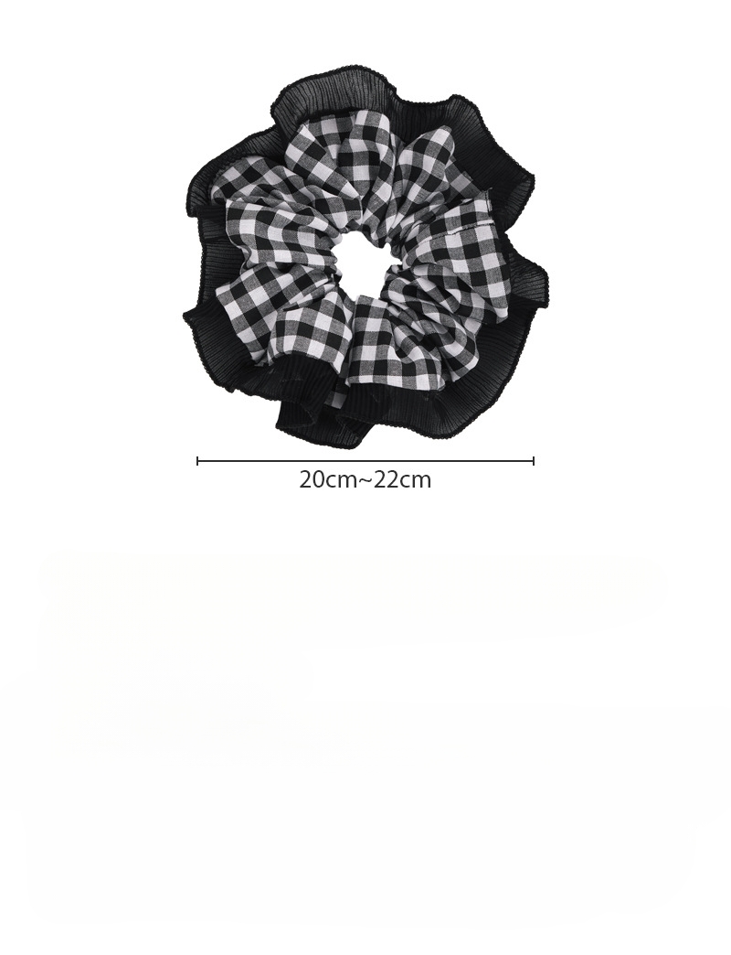 ブラック＆ホワイト格子レーススクランチー