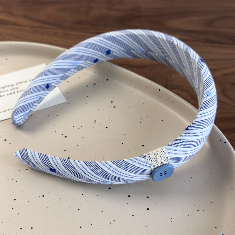 Färgglada Randiga Spetsstoff Hårband och Hårsnoddar